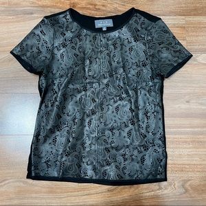 P J K black leather top